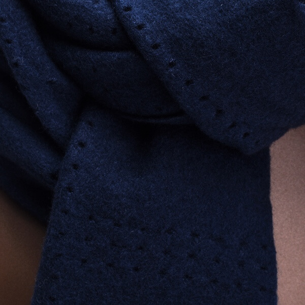 Burberry - Fringed Navy Blue Perforated Cashmere Scarf